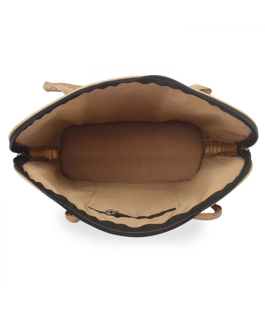 Aliado Polyester Coffee Brown Color Zipper Closure Handbag 