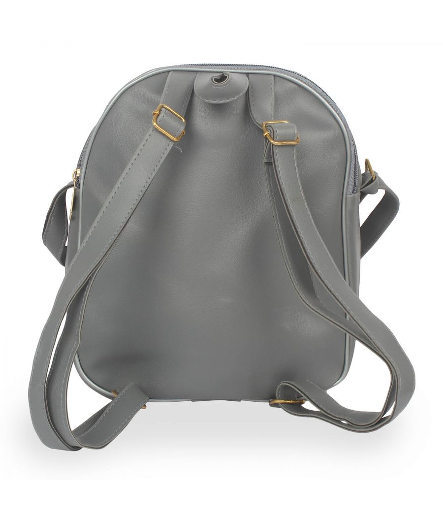 Aliado Polyester Printed Grey Color Zipper Closure Handbag 