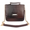 Aliado Faux Leather Embellished     Black and Brown Magnetic Snap Closure Crossbody Bag
