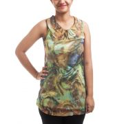  Wills Clublife Crepe Plain Tie n Dye Multi Coloured Round Neck Sleeveless Casual Tunic