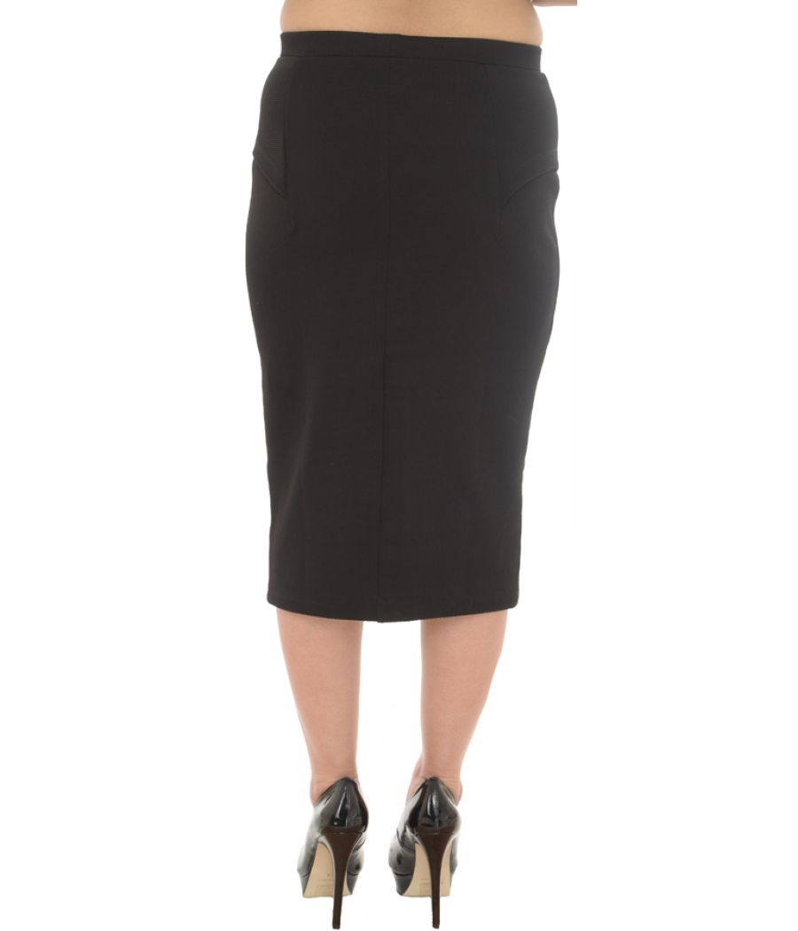Next Polyester Croc Texture Black Pencil Skirt