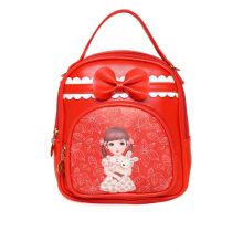 Envie Red Colour Printed Backpack for School Girls