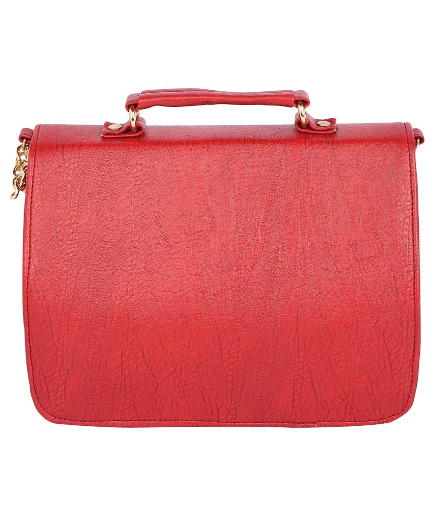 Aliado Faux Leather           Embellished Red Twist Lock Closure Crossbody Bag