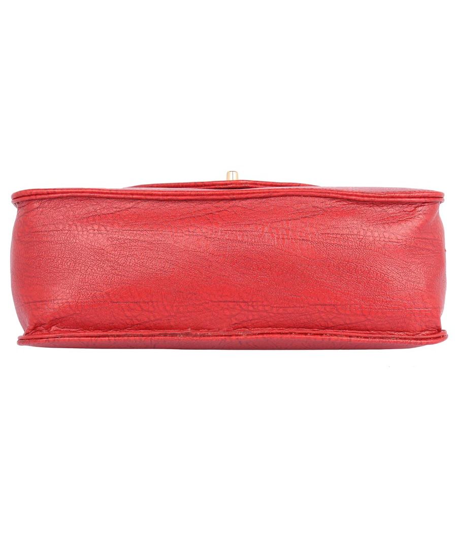 Aliado Faux Leather           Embellished Red Twist Lock Closure Crossbody Bag