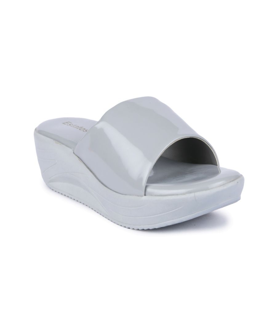 Estatos Open Toe Platform Heels Grey Sandals for Women (P22V1104)