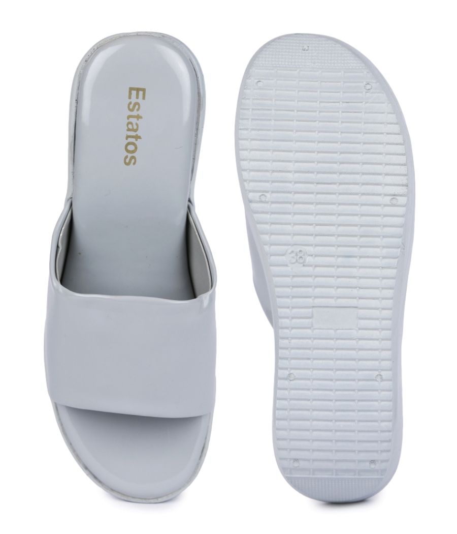 Estatos Open Toe Platform Heels Grey Sandals for Women (P22V1104)