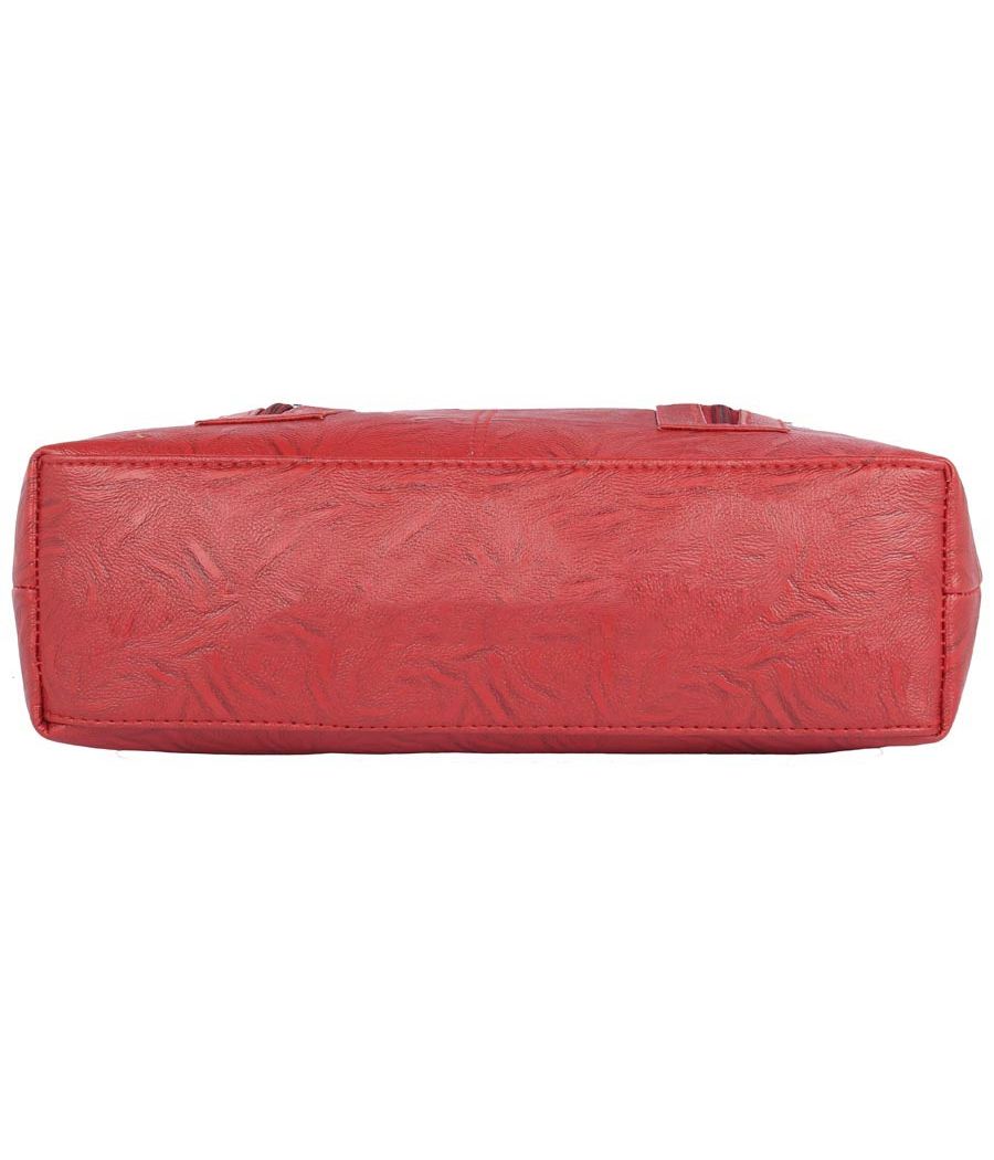 Aliado Faux Leather Red         Coloured Zipper Closure Handbag