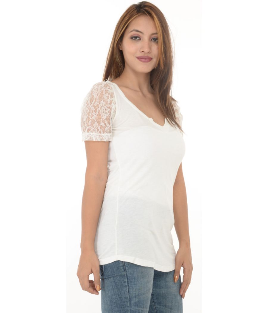 Zara Lace Sleeves White Top