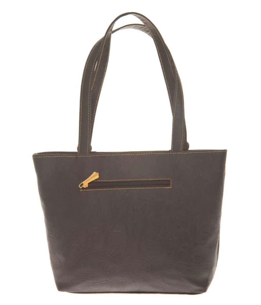 Aliado Faux Leather Black Coloured Zipper Closure Croc Pattern Tote Bag for Women