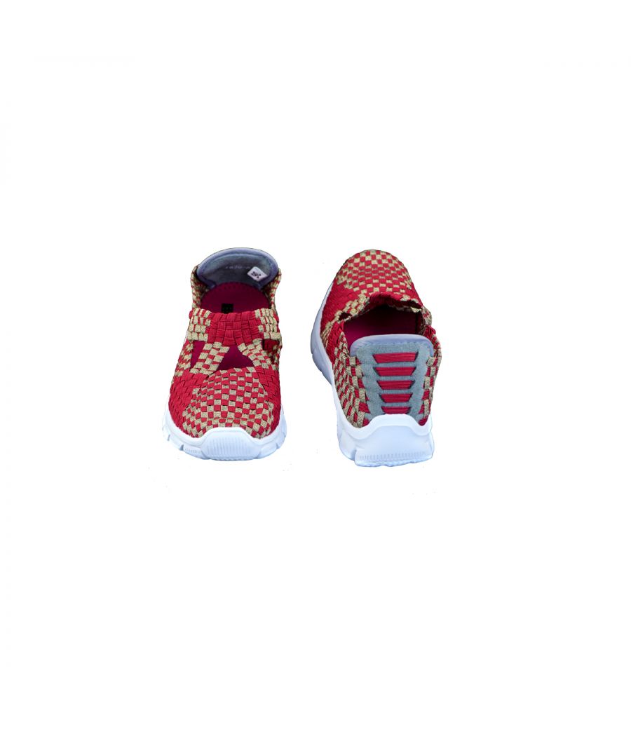 Estatos Leather Red Coloured Broad Toe Flat Heel Sneakers