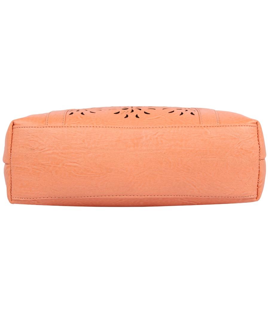 Aliado Faux Leather              Peach Coloured Zipper Closure Handbag