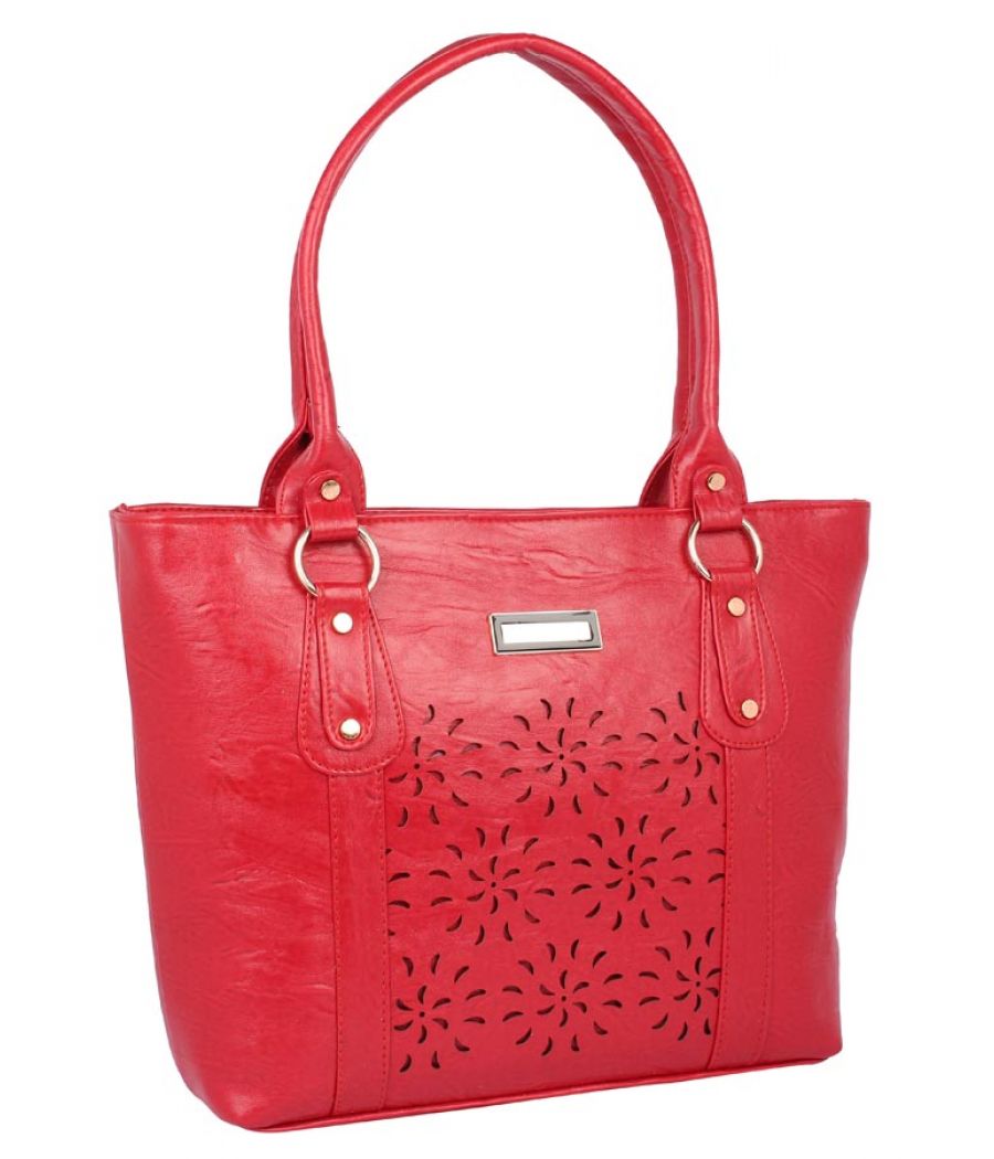 Aliado Faux Leather Red               Coloured Zipper Closure Handbag