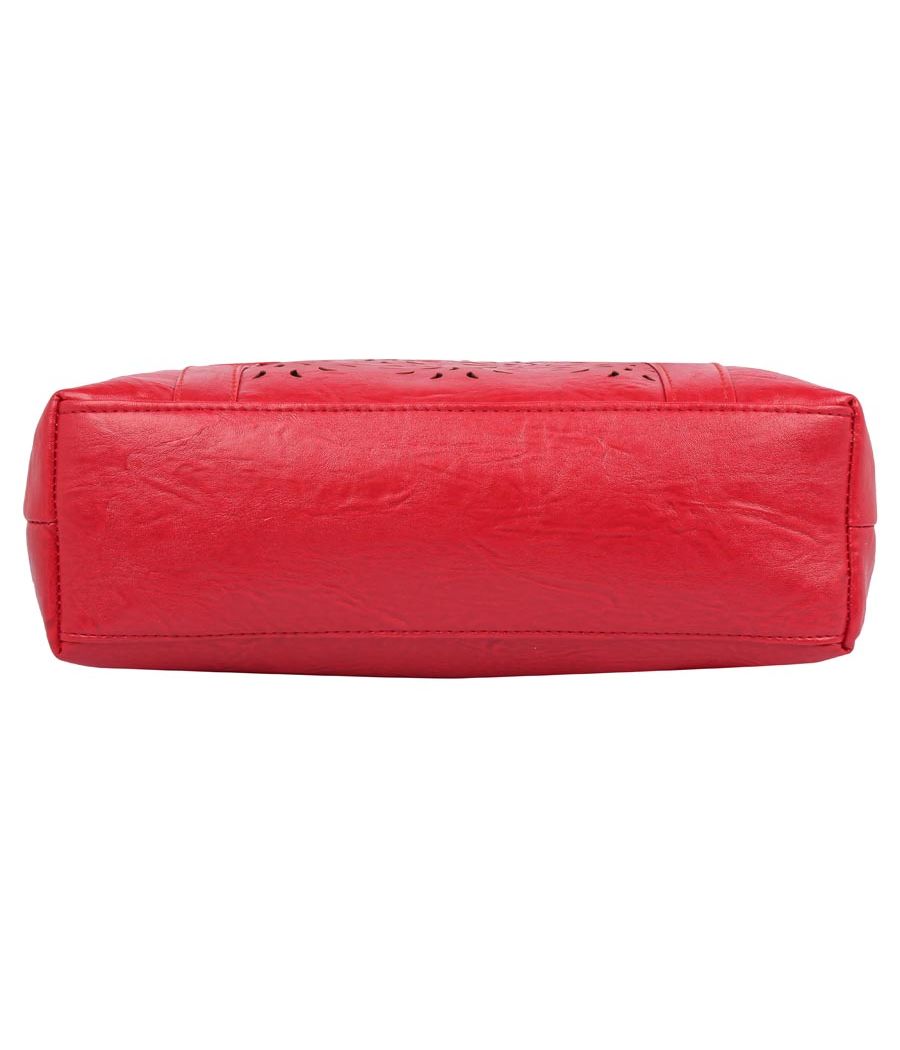 Aliado Faux Leather Red               Coloured Zipper Closure Handbag