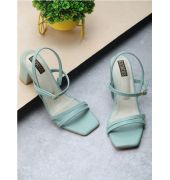 Estatos Open Toe Block Heel Sea Green  Sandals for Women (P25V1104)