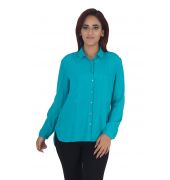  Mango Polyester Solid Turquoise Full Sleeves Casual Shirt