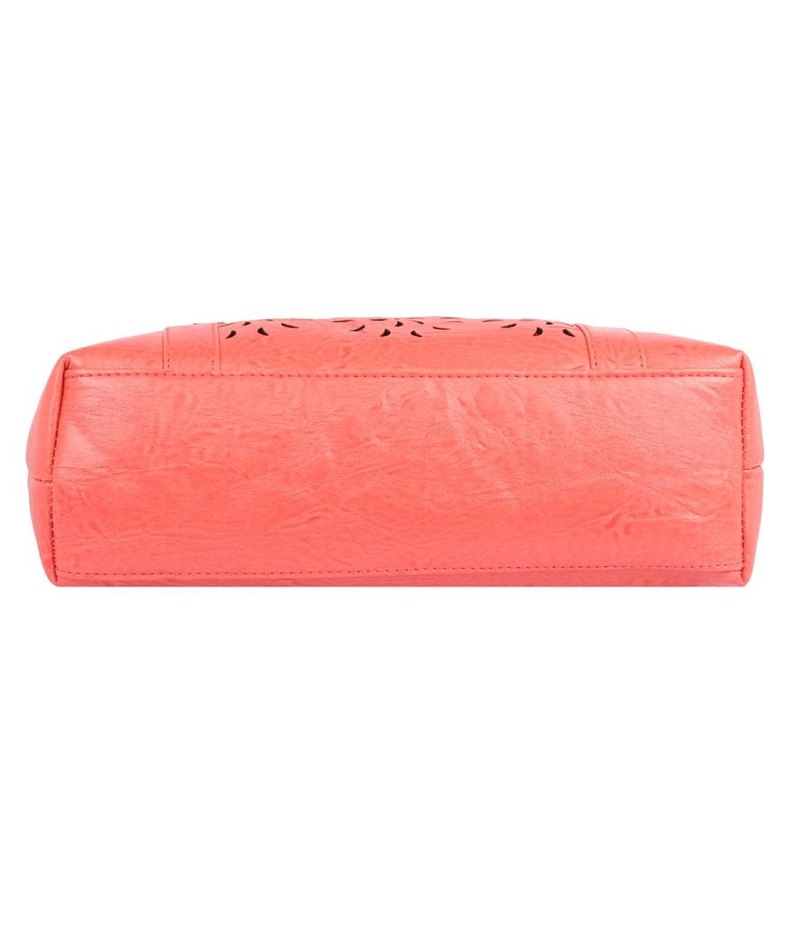 Aliado Faux Leather Pink              Coloured Zipper Closure Handbag