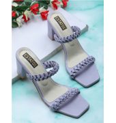 Estatos Open Toe Block Heel Off White Sandals for Women (P26V1104)