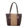 Aliado Faux Leather Coffee Brown Croc Pattern Zipper Closure Handbag 