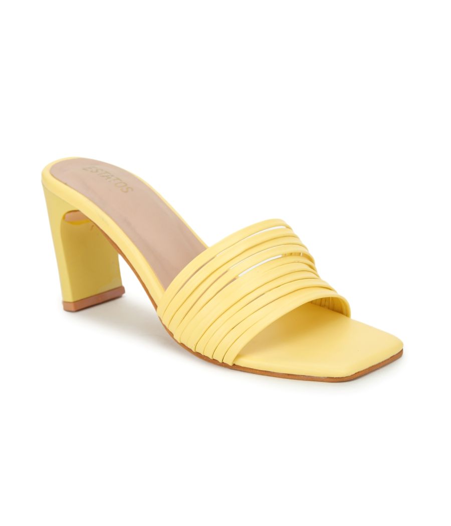 Estatos Platform Heels Yellow Sandals for Women (P27v1104)