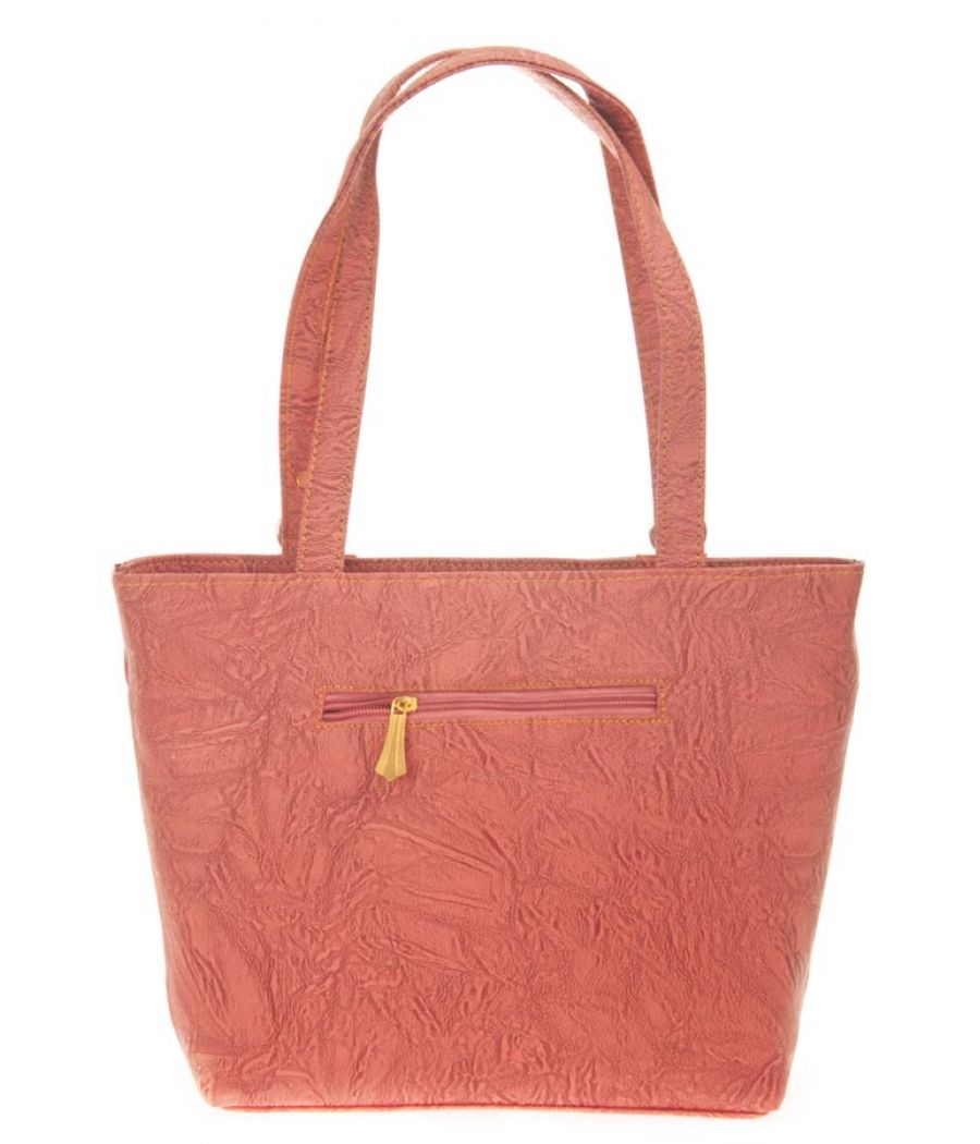 Aliado Faux Leather Pink Zipper Closure Croc Pattern Handbag for Women