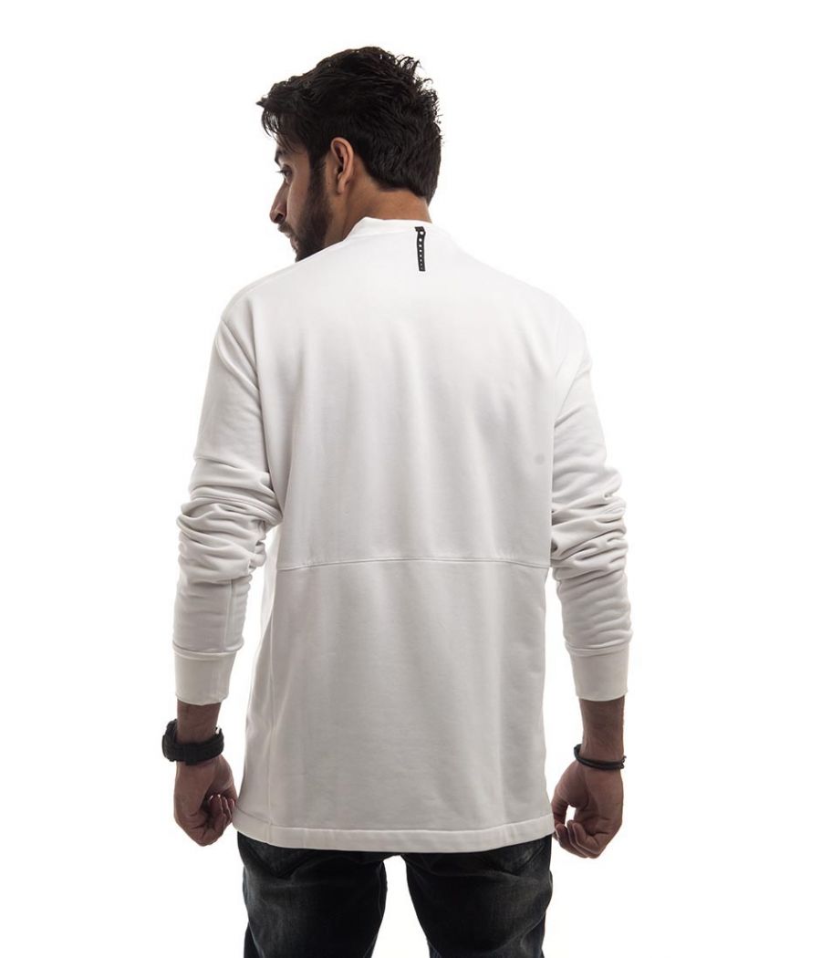Nike Cotton Blend Rubber Print Solid White Below Waist Sweatshirt