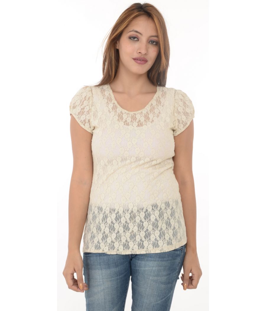 Promod Off White Lace Top