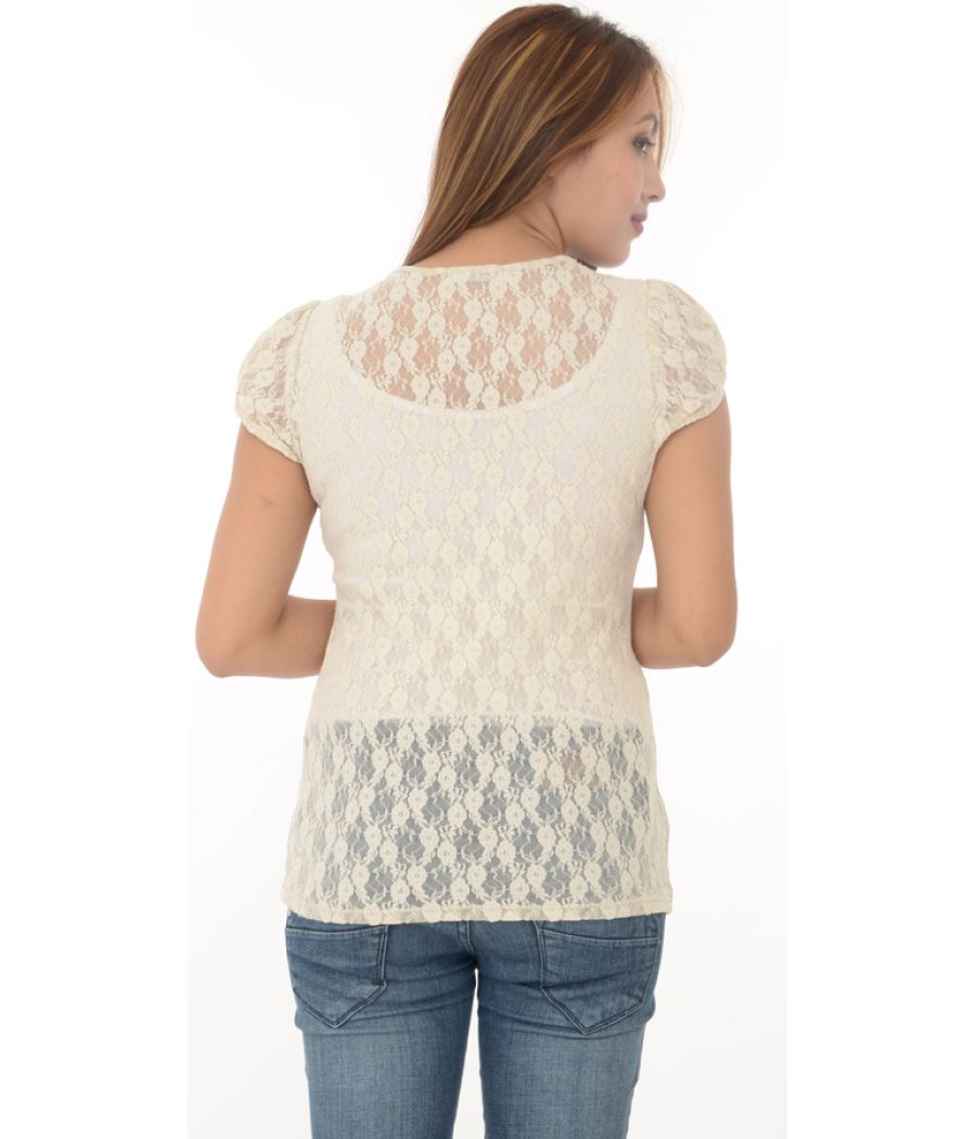 Promod Off White Lace Top