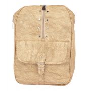 Aliado Faux Leather Beige Coloured Zipper Closure Backpack