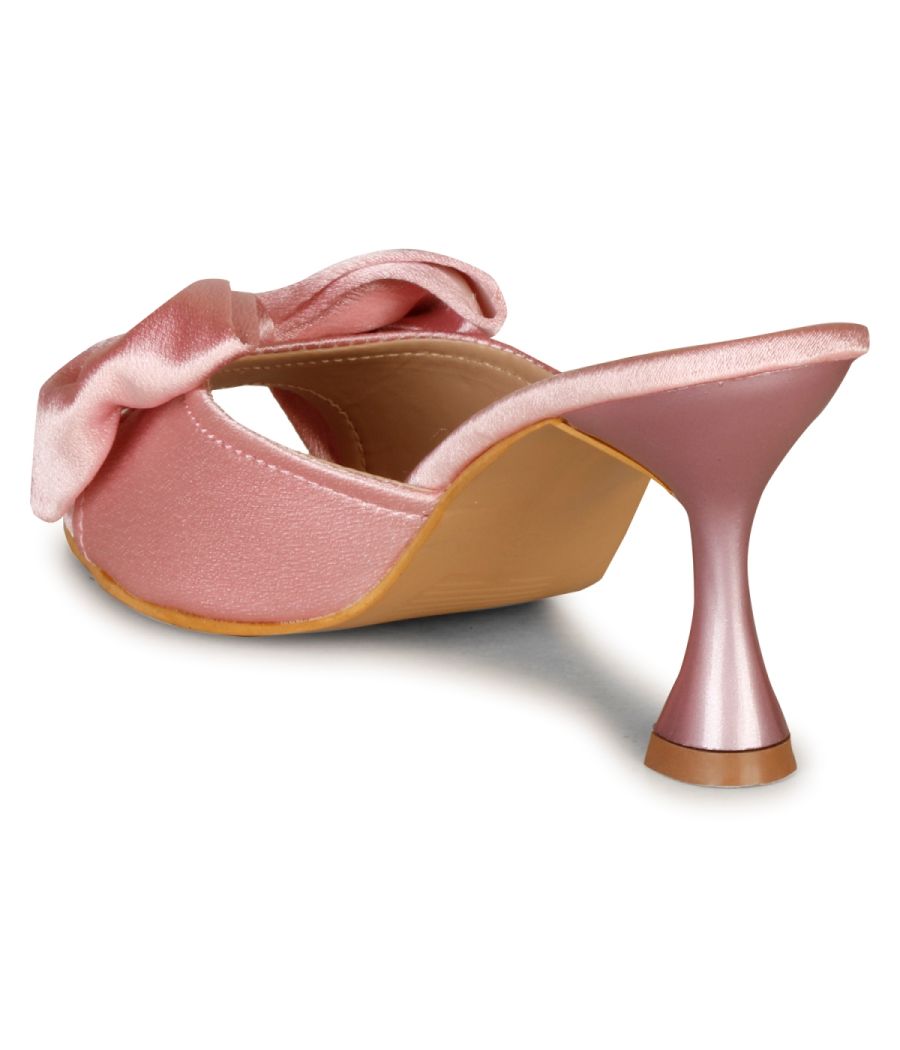 Estatos Velvet Kitten Heels Peach Sandals(P29V1075)