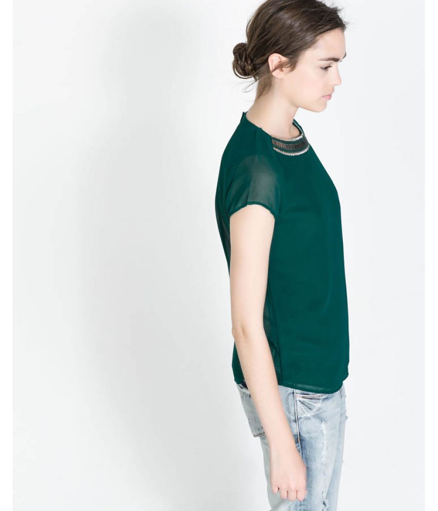 Zara Green Sequined Top