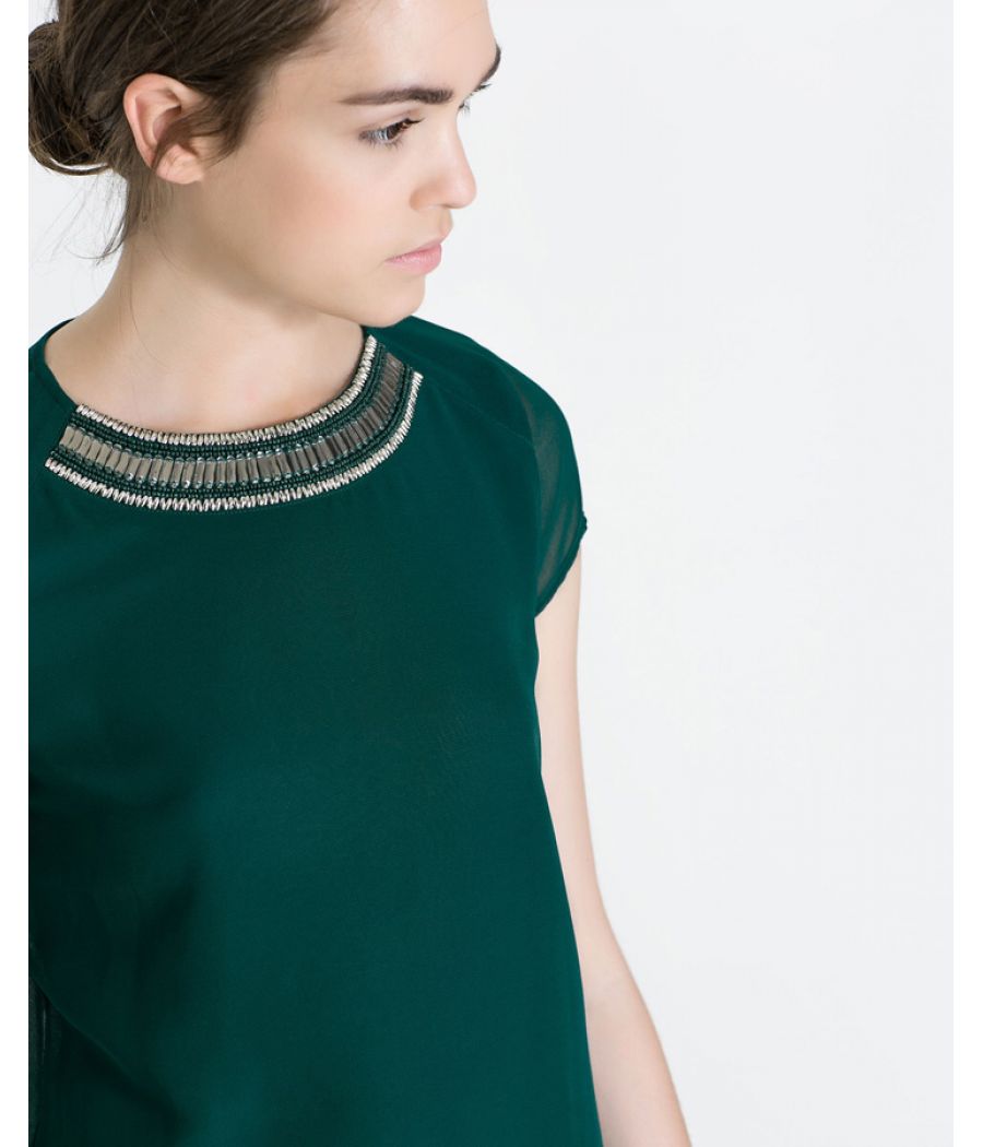 Zara Green Sequined Top