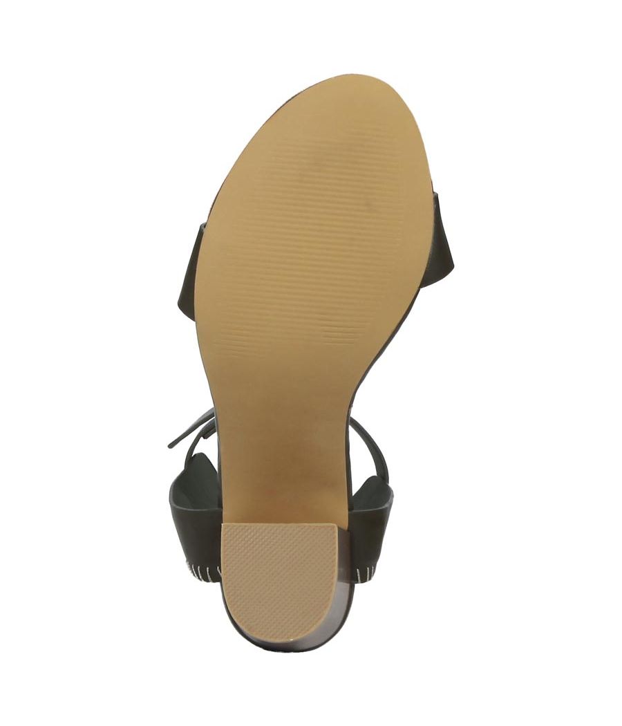 Estatos Leather Olive  Buckle Closure Ankle Strap Open Toe Block Heel Sandals