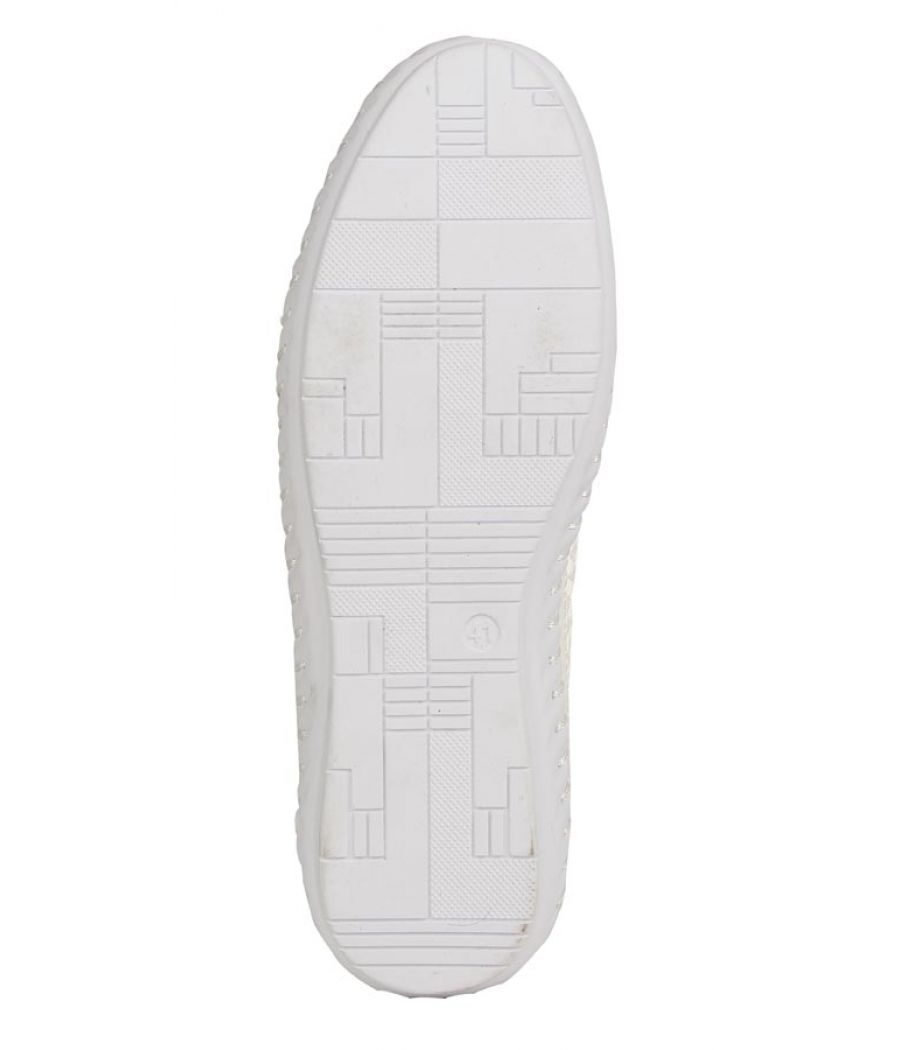 Estatos PU White Coloured Broad Toe Flat Loafers 