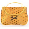 Aliado mustard Satin cosmetic/utility Bag/pouch with black net and polka dots 
