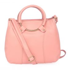 Aliado Pink Artificial Leather Zipper Closure Handbag