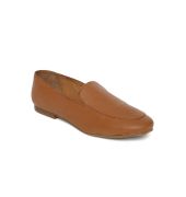 Estatos Broad Toe Brown Comfortable Flat Slip On Loafers for Women	