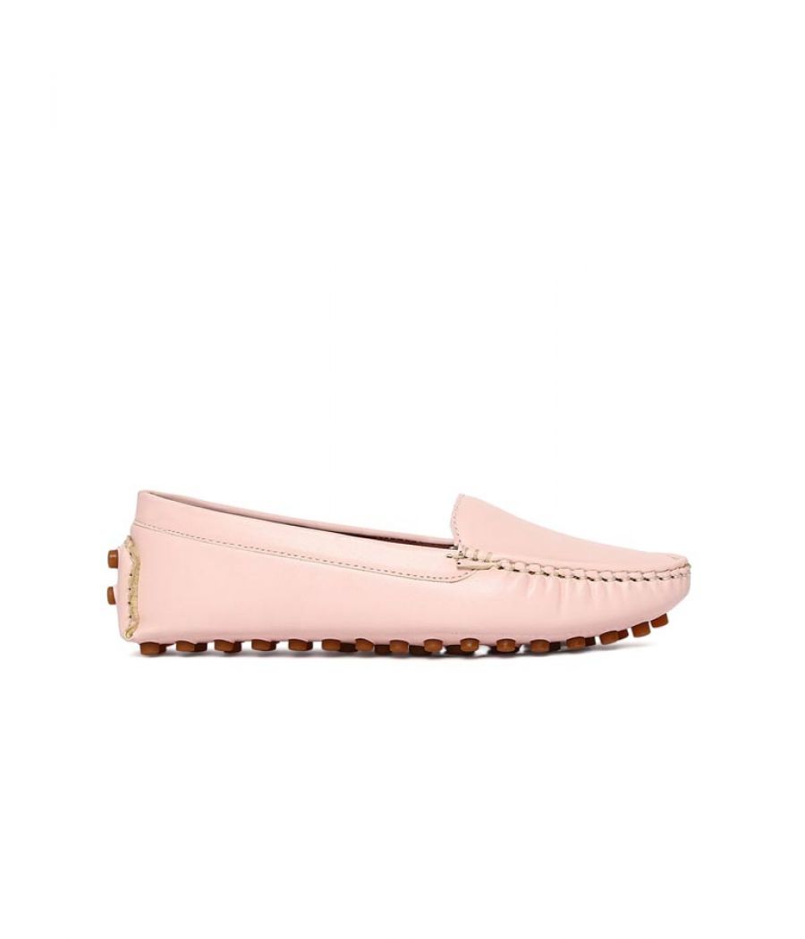 Estatos Broad Toe Pink Comfortable Flat Slip On Loafers for Women