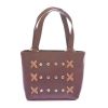 Envie Faux Leather Coffee Brown Embellished Zipper Tote Bag 