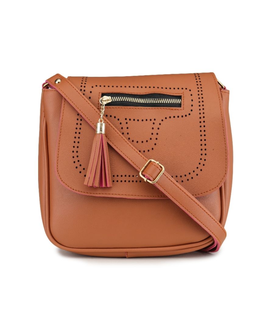 Aliado Polyester Brown Colour Sling bag for Women's (P33V1017)