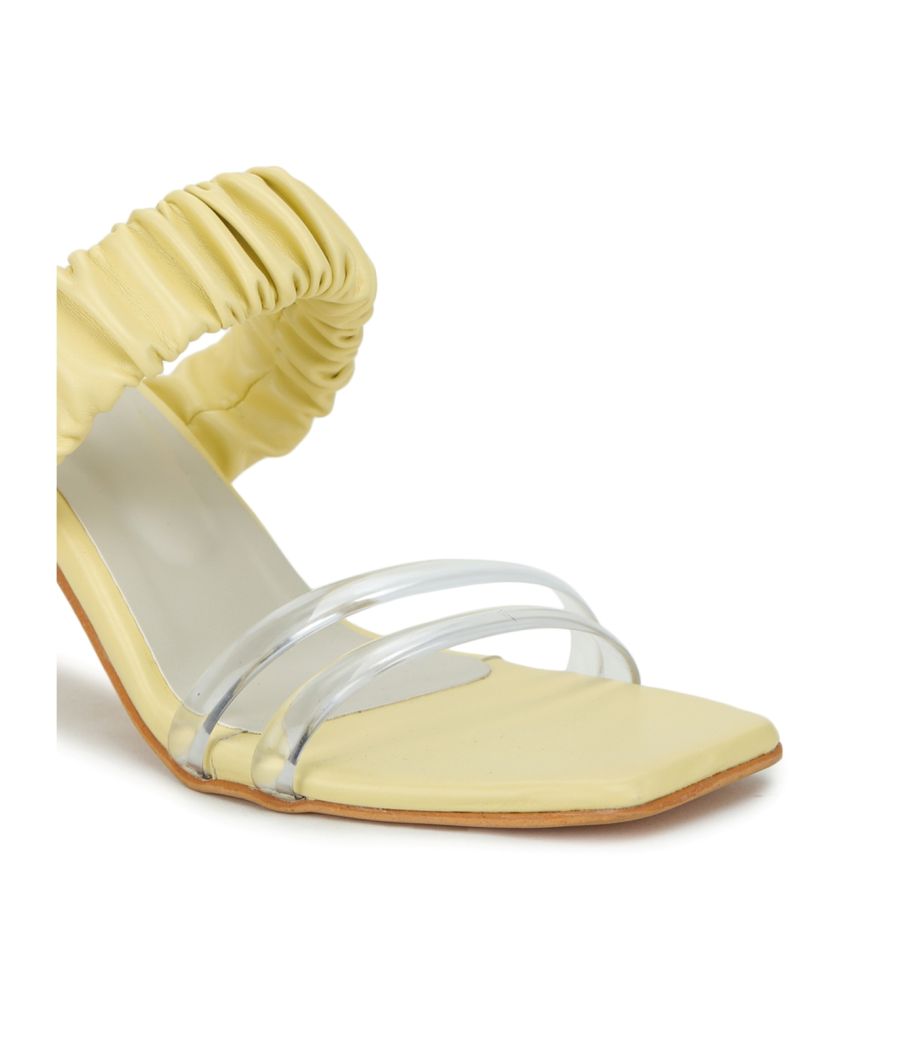 Estatos Kitten Heels Yellow Sandals for Women (P34V104)