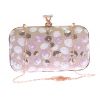 Aliado Faux Leather Gold & White Magnetic Snap Sequined Clutch 