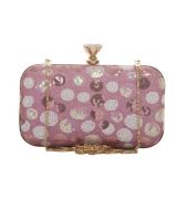 Aliado Faux Leather Pink & White Printed Magnetic Snap Closure Clutch 