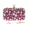 Aliado Faux Leather Magenta & White Magnetic Snap Sequined Clutch 