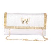 Envie Faux Leather Embellished Silver Magnetic Snap Closure Crossbody Bag