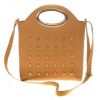 Envie Faux Leather Brown Coloured Zipper Closure Embellished Sling   Bag 
