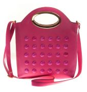 Envie Faux Leather Pink   Coloured Zipper Closure Embellished Sling Bag 