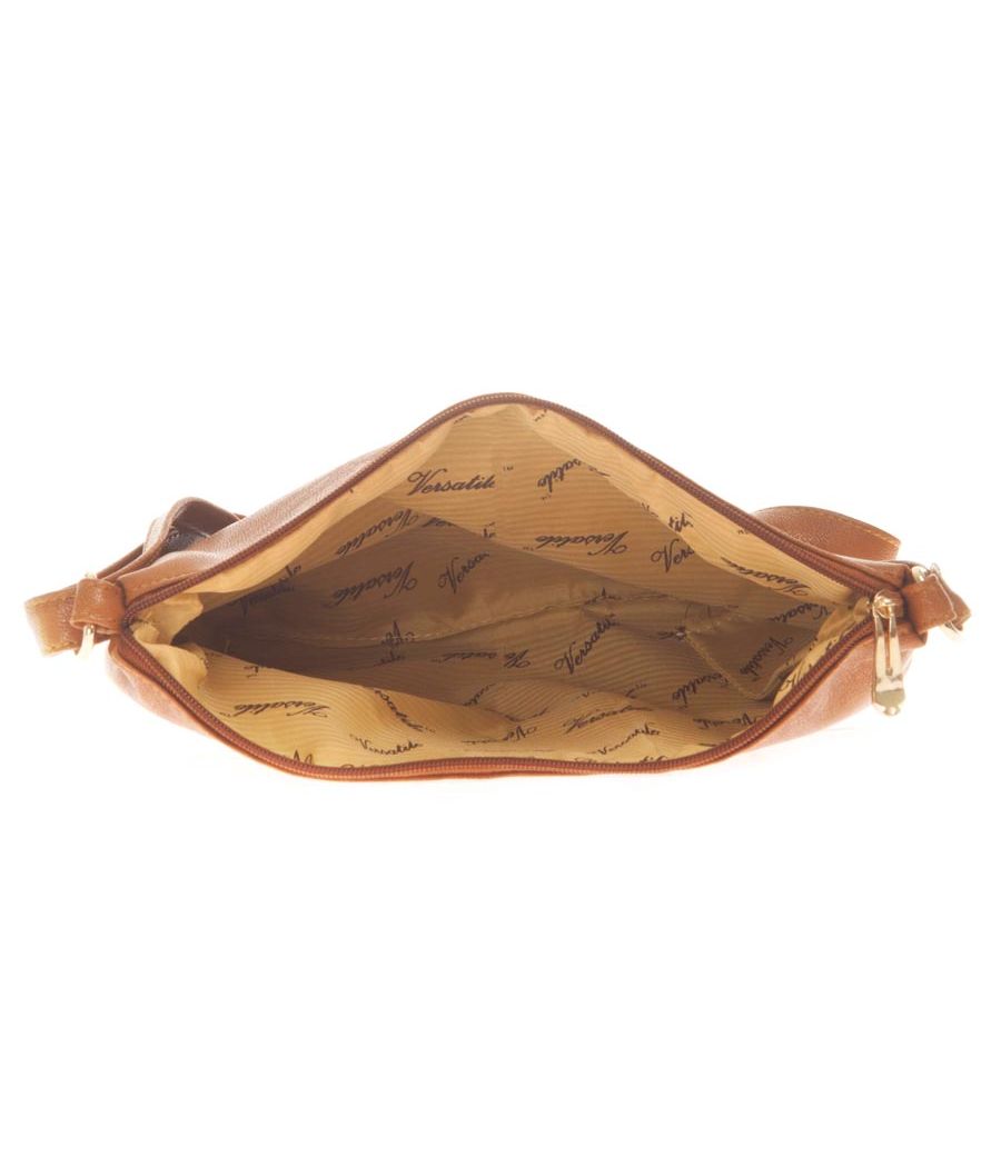 Aliado Faux Leather Solid Brown Zipper Closure Tote Bag 
