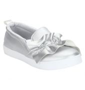 Estatos Leather Silver Coloured Broad Toe Sneakers