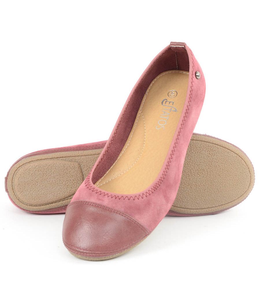 Estatos Faux Leather Walk cut tip design flat Foxy Pink bellies/shoes