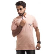 Lacoste Polycotton Plain Peach Half Sleeved Collared Neck Casual T-shirt 